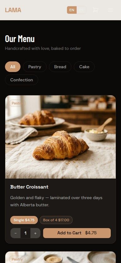 Laura Maria Bakery mobile online shop — Butter Croissant product card